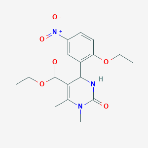 molecular formula C17H21N3O6 B330085 Ethyl 4-{2-ethoxy-5-nitrophenyl}-1,6-dimethyl-2-oxo-1,2,3,4-tetrahydro-5-pyrimidinecarboxylate 