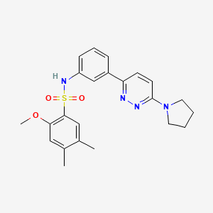 molecular formula C23H26N4O3S B3300867 2-methoxy-4,5-dimethyl-N-[3-(6-pyrrolidin-1-ylpyridazin-3-yl)phenyl]benzenesulfonamide CAS No. 904829-13-6
