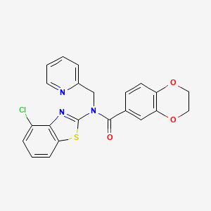 molecular formula C22H16ClN3O3S B3300873 N-(4-chloro-1,3-benzothiazol-2-yl)-N-(pyridin-2-ylmethyl)-2,3-dihydro-1,4-benzodioxine-6-carboxamide CAS No. 904830-38-2