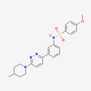 4-methoxy-N-(3-(6-(4-methylpiperidin-1-yl)pyridazin-3-yl)phenyl)benzenesulfonamide