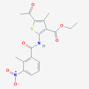 molecular formula C18H18N2O6S B330095 Ethyl 5-acetyl-4-methyl-2-[(2-methyl-3-nitrobenzoyl)amino]thiophene-3-carboxylate 