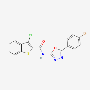 molecular formula C17H9BrClN3O2S B3300979 N-[5-(4-bromophenyl)-1,3,4-oxadiazol-2-yl]-3-chloro-1-benzothiophene-2-carboxamide CAS No. 905677-85-2