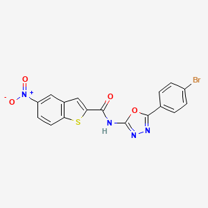 molecular formula C17H9BrN4O4S B3300986 N-[5-(4-bromophenyl)-1,3,4-oxadiazol-2-yl]-5-nitro-1-benzothiophene-2-carboxamide CAS No. 905678-51-5