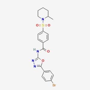 molecular formula C21H21BrN4O4S B3300990 N-[5-(4-bromophenyl)-1,3,4-oxadiazol-2-yl]-4-[(2-methylpiperidin-1-yl)sulfonyl]benzamide CAS No. 905679-65-4