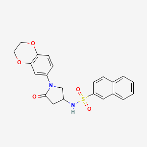 molecular formula C22H20N2O5S B3301016 N-[1-(2,3-dihydro-1,4-benzodioxin-6-yl)-5-oxopyrrolidin-3-yl]naphthalene-2-sulfonamide CAS No. 905688-79-1