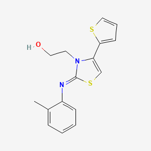 molecular formula C16H16N2OS2 B3301037 (Z)-2-(4-(thiophen-2-yl)-2-(o-tolylimino)thiazol-3(2H)-yl)ethanol CAS No. 905778-23-6