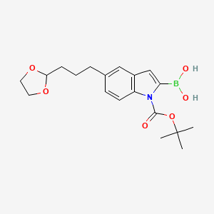 1H-Indole-1-carboxylic acid, 2-borono-5-[3-(1,3-dioxolan-2-yl)propyl]-, 1-(1,1-dimethylethyl) ester