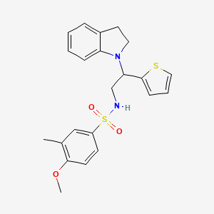 molecular formula C22H24N2O3S2 B3301075 N-(2-(indolin-1-yl)-2-(thiophen-2-yl)ethyl)-4-methoxy-3-methylbenzenesulfonamide CAS No. 906147-53-3