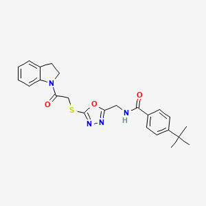 molecular formula C24H26N4O3S B3301087 4-(tert-butyl)-N-((5-((2-(indolin-1-yl)-2-oxoethyl)thio)-1,3,4-oxadiazol-2-yl)methyl)benzamide CAS No. 906155-01-9