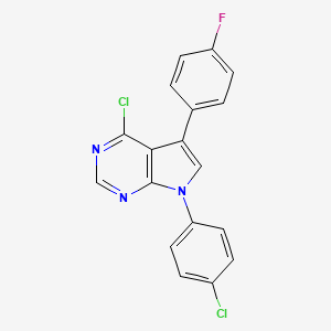 molecular formula C18H10Cl2FN3 B3301203 4-Chloro-7-(4-chlorophenyl)-5-(4-fluorophenyl)-7H-pyrrolo[2,3-d]pyrimidine CAS No. 907585-56-2