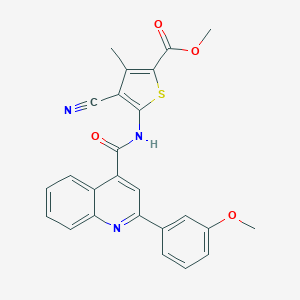 molecular formula C25H19N3O4S B330160 Methyl 4-cyano-5-({[2-(3-methoxyphenyl)-4-quinolinyl]carbonyl}amino)-3-methyl-2-thiophenecarboxylate 