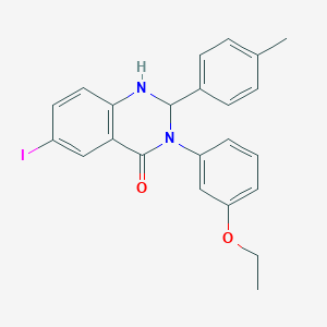 molecular formula C23H21IN2O2 B330171 3-(3-ethoxyphenyl)-6-iodo-2-(4-methylphenyl)-2,3-dihydro-4(1H)-quinazolinone 