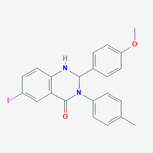 molecular formula C22H19IN2O2 B330172 6-iodo-2-(4-methoxyphenyl)-3-(4-methylphenyl)-2,3-dihydro-4(1H)-quinazolinone 
