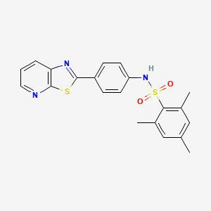 molecular formula C21H19N3O2S2 B3301762 2,4,6-trimethyl-N-(4-(thiazolo[5,4-b]pyridin-2-yl)phenyl)benzenesulfonamide CAS No. 912623-06-4