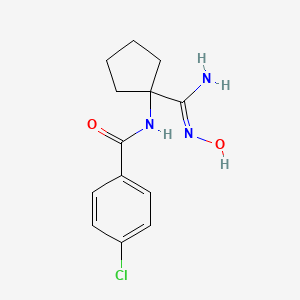 molecular formula C13H16ClN3O2 B3301794 4-Chloro-N-[1-(N-hydroxycarbamimidoyl)-cyclopentyl]-benzamide CAS No. 912771-46-1