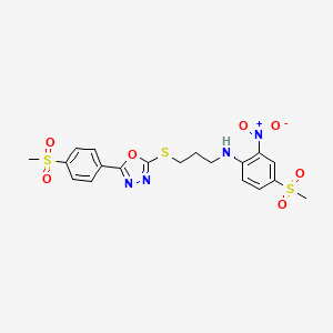 4-Methanesulfonyl-N-(3-{[5-(4-methanesulfonylphenyl)-1,3,4-oxadiazol-2-YL]sulfanyl}propyl)-2-nitroaniline