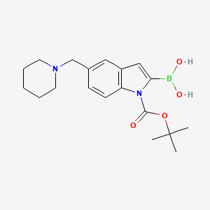 molecular formula C19H27BN2O4 B3301884 1H-Indole-1-carboxylic acid, 2-borono-5-(1-piperidinylmethyl)-, 1-(1,1-dimethylethyl) ester CAS No. 913388-56-4