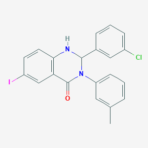 molecular formula C21H16ClIN2O B330189 2-(3-chlorophenyl)-6-iodo-3-(3-methylphenyl)-2,3-dihydro-4(1H)-quinazolinone 