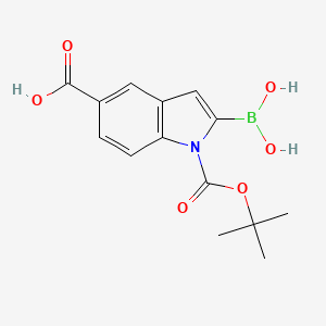 molecular formula C14H16BNO6 B3301890 2-Borono-1-(tert-butoxycarbonyl)-1H-indole-5-carboxylic acid CAS No. 913388-58-6