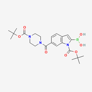 1H-Indole-1-carboxylic acid, 2-borono-6-[[4-[(1,1-dimethylethoxy)carbonyl]-1-piperazinyl]carbonyl]-, 1-(1,1-dimethylethyl) ester