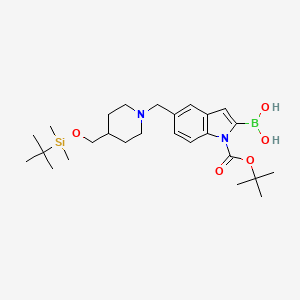 [1-(tert-butoxycarbonyl)-5-{[4-({[tert-butyl(dimethyl)silyl]oxy}methyl)piperidin-1-yl]methyl}-1H-indol-2-yl]boronic acid
