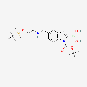 1H-Indole-1-carboxylic acid, 2-borono-5-[[[2-[[(1,1-dimethylethyl)dimethylsilyl]oxy]ethyl]amino]methyl]-, 1-(1,1-dimethylethyl) ester