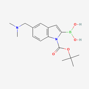 molecular formula C16H23BN2O4 B3301916 1H-Indole-1-carboxylic acid, 2-borono-5-[(dimethylamino)methyl]-, 1-(1,1-dimethylethyl) ester CAS No. 913388-74-6