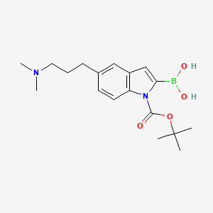 molecular formula C18H27BN2O4 B3301920 1H-Indole-1-carboxylic acid, 2-borono-5-[3-(dimethylamino)propyl]-, 1-(1,1-dimethylethyl) ester CAS No. 913388-76-8