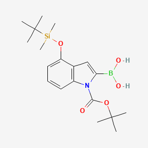 molecular formula C19H30BNO5Si B3301922 1H-Indole-1-carboxylic acid, 2-borono-4-[[(1,1-dimethylethyl)dimethylsilyl]oxy]-, 1-(1,1-dimethylethyl) ester CAS No. 913388-78-0