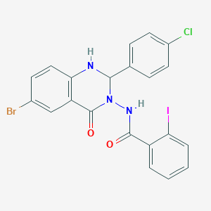 molecular formula C21H14BrClIN3O2 B330199 N-(6-bromo-2-(4-chlorophenyl)-4-oxo-1,4-dihydro-3(2H)-quinazolinyl)-2-iodobenzamide 
