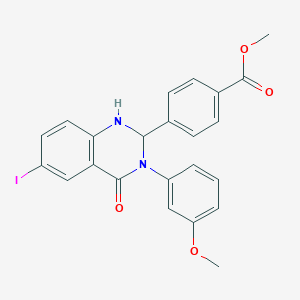 Methyl 4-[6-iodo-3-(3-methoxyphenyl)-4-oxo-1,2,3,4-tetrahydro-2-quinazolinyl]benzoate