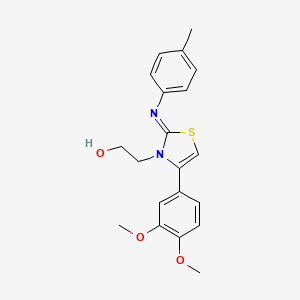 molecular formula C20H22N2O3S B3302051 (Z)-2-(4-(3,4-dimethoxyphenyl)-2-(p-tolylimino)thiazol-3(2H)-yl)ethanol CAS No. 915189-29-6