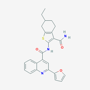 N-(3-carbamoyl-6-ethyl-4,5,6,7-tetrahydro-1-benzothiophen-2-yl)-2-(furan-2-yl)quinoline-4-carboxamide