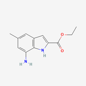 molecular formula C12H14N2O2 B3302119 ethyl 7-amino-5-methyl-1H-indole-2-carboxylate CAS No. 91566-76-6