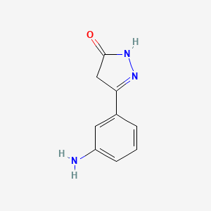 molecular formula C9H9N3O B3302258 5-(3-aminophenyl)-2,4-dihydro-3H-pyrazol-3-one CAS No. 915924-24-2