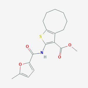 molecular formula C18H21NO4S B330228 Methyl 2-[(5-methyl-2-furoyl)amino]-4,5,6,7,8,9-hexahydrocycloocta[b]thiophene-3-carboxylate 