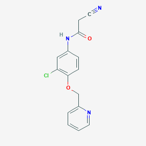 molecular formula C15H12ClN3O2 B3302307 N-[3-chloro-4-(pyridin-2-ylmethoxy)phenyl]-2-cyanoacetamide CAS No. 915945-31-2