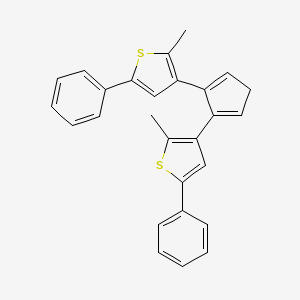 molecular formula C27H22S2 B3302315 Thiophene, 3,3'-(1,4-cyclopentadiene-1,5-diyl)bis[2-methyl-5-phenyl- CAS No. 915951-88-1