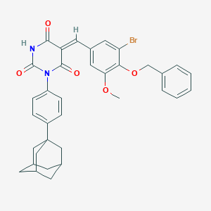molecular formula C35H33BrN2O5 B330233 1-[4-(1-adamantyl)phenyl]-5-[4-(benzyloxy)-3-bromo-5-methoxybenzylidene]-2,4,6(1H,3H,5H)-pyrimidinetrione 