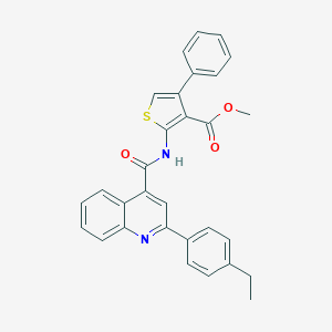 molecular formula C30H24N2O3S B330237 Methyl 2-({[2-(4-ethylphenyl)-4-quinolinyl]carbonyl}amino)-4-phenyl-3-thiophenecarboxylate 