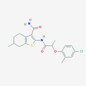 molecular formula C20H23ClN2O3S B330238 2-{[2-(4-Chloro-2-methylphenoxy)propanoyl]amino}-6-methyl-4,5,6,7-tetrahydro-1-benzothiophene-3-carboxamide 