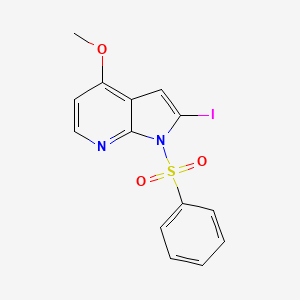 molecular formula C14H11IN2O3S B3302392 1-(Phenylsulphonyl)-2-iodo-4-methoxy-7-azaindole CAS No. 916574-88-4