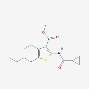 molecular formula C16H21NO3S B330242 Methyl 2-[(cyclopropylcarbonyl)amino]-6-ethyl-4,5,6,7-tetrahydro-1-benzothiophene-3-carboxylate 