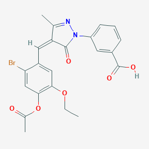 molecular formula C22H19BrN2O6 B330245 3-{4-[4-(acetyloxy)-2-bromo-5-ethoxybenzylidene]-3-methyl-5-oxo-4,5-dihydro-1H-pyrazol-1-yl}benzoic acid 