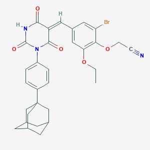 2-(4-{[1-[4-(1-adamantyl)phenyl]-2,4,6-trioxotetrahydro-5(2H)-pyrimidinylidene]methyl}-2-bromo-6-ethoxyphenoxy)acetonitrile