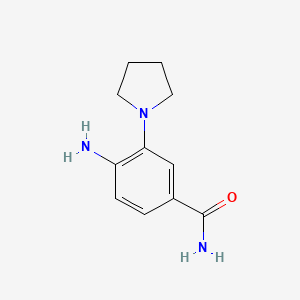 molecular formula C11H15N3O B3302598 4-Amino-3-(pyrrolidin-1-yl)benzamide CAS No. 917909-55-8