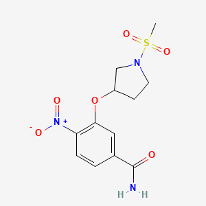 molecular formula C12H15N3O6S B3302609 Benzamide, 3-[[1-(methylsulfonyl)-3-pyrrolidinyl]oxy]-4-nitro- CAS No. 917909-64-9