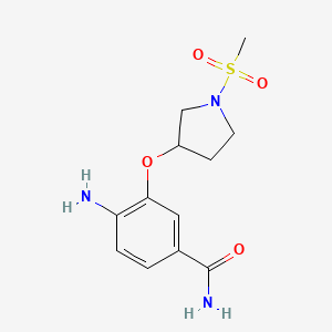 molecular formula C12H17N3O4S B3302616 Benzamide, 4-amino-3-[[1-(methylsulfonyl)-3-pyrrolidinyl]oxy]- CAS No. 917909-65-0