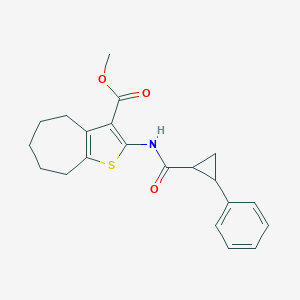 methyl 2-{[(2-phenylcyclopropyl)carbonyl]amino}-5,6,7,8-tetrahydro-4H-cyclohepta[b]thiophene-3-carboxylate