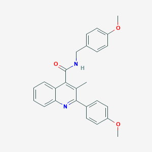 molecular formula C26H24N2O3 B330273 N-(4-methoxybenzyl)-2-(4-methoxyphenyl)-3-methylquinoline-4-carboxamide 